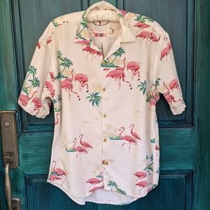 VTG Coconut Club Palm Tree Classics Flamingo Button Down Shirt